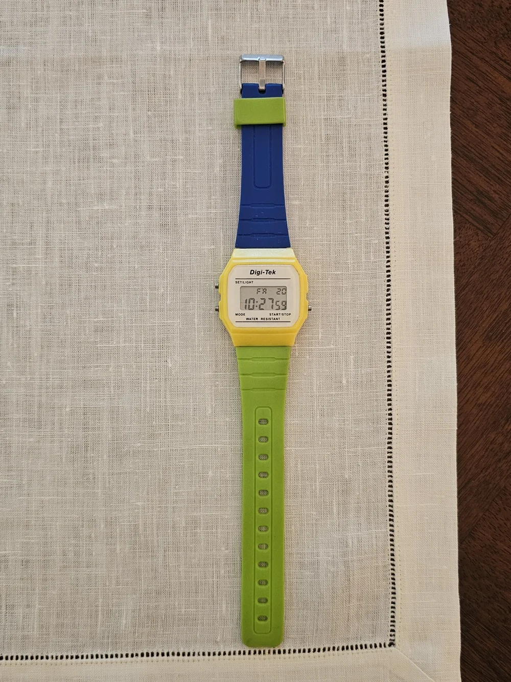 Vintage Digi-Tek Color Block Digital Watch VGUC Yellow Blue Green 90s Style